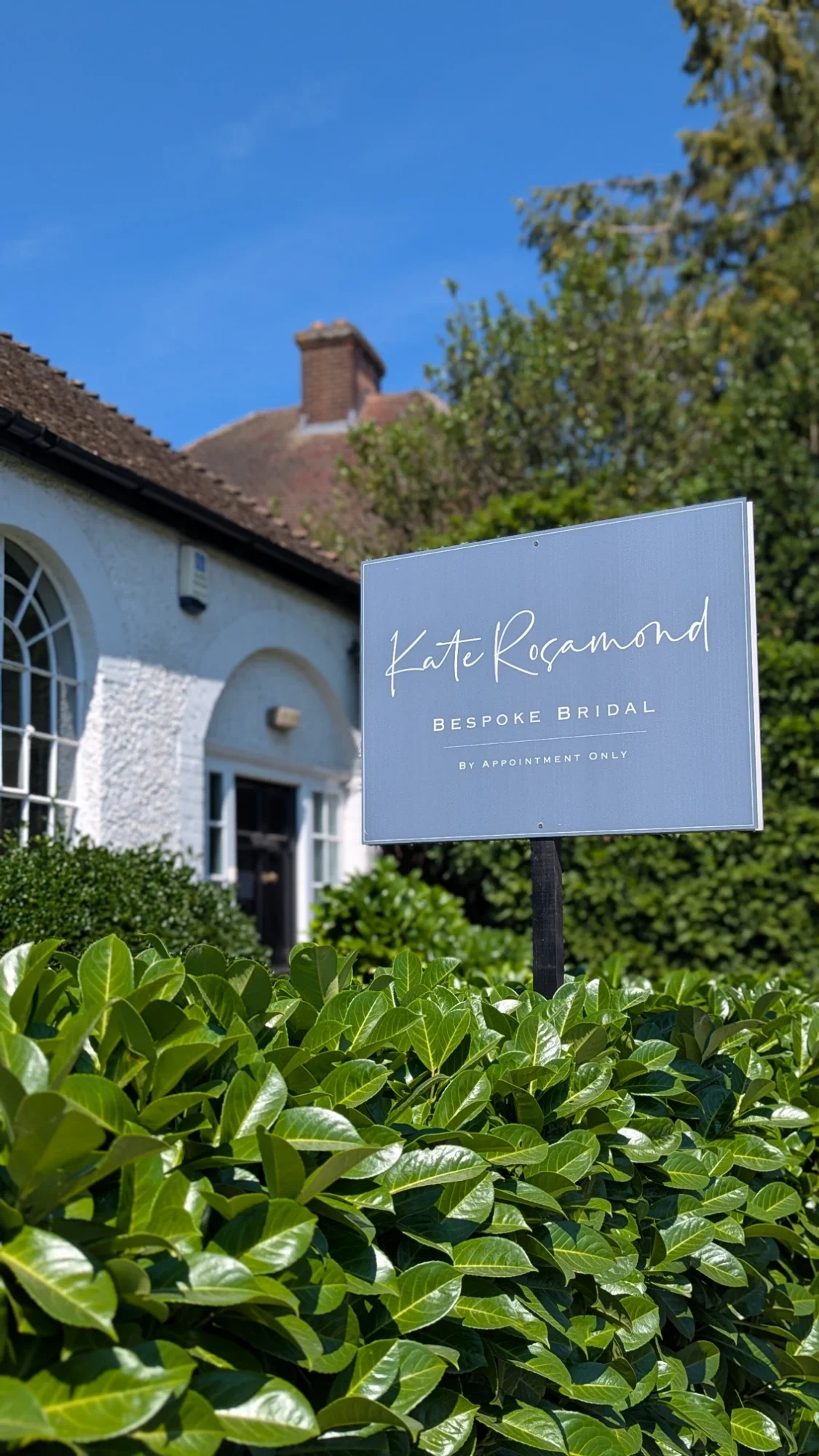 Kate Rosamond Bespoke Bridal studio exterior on Watling Street, Radlett, Hertfordshire